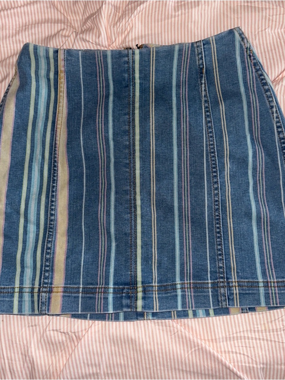 wild fable Blue Striped Denim Mini Skirt